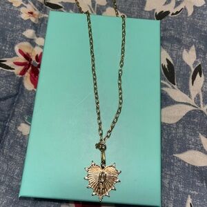 Gold Heart Pendant “K” Necklace
